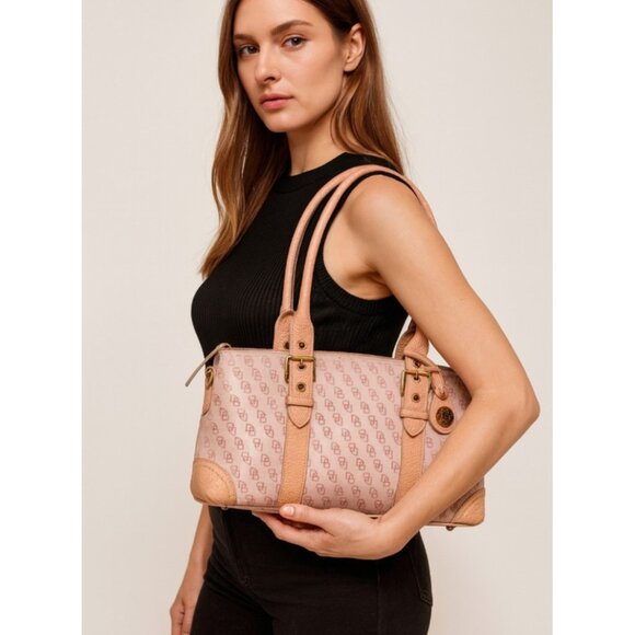 Y2K Dooney & Bourke Logo Pink Canvas Bag Purse - Picture 1 of 16